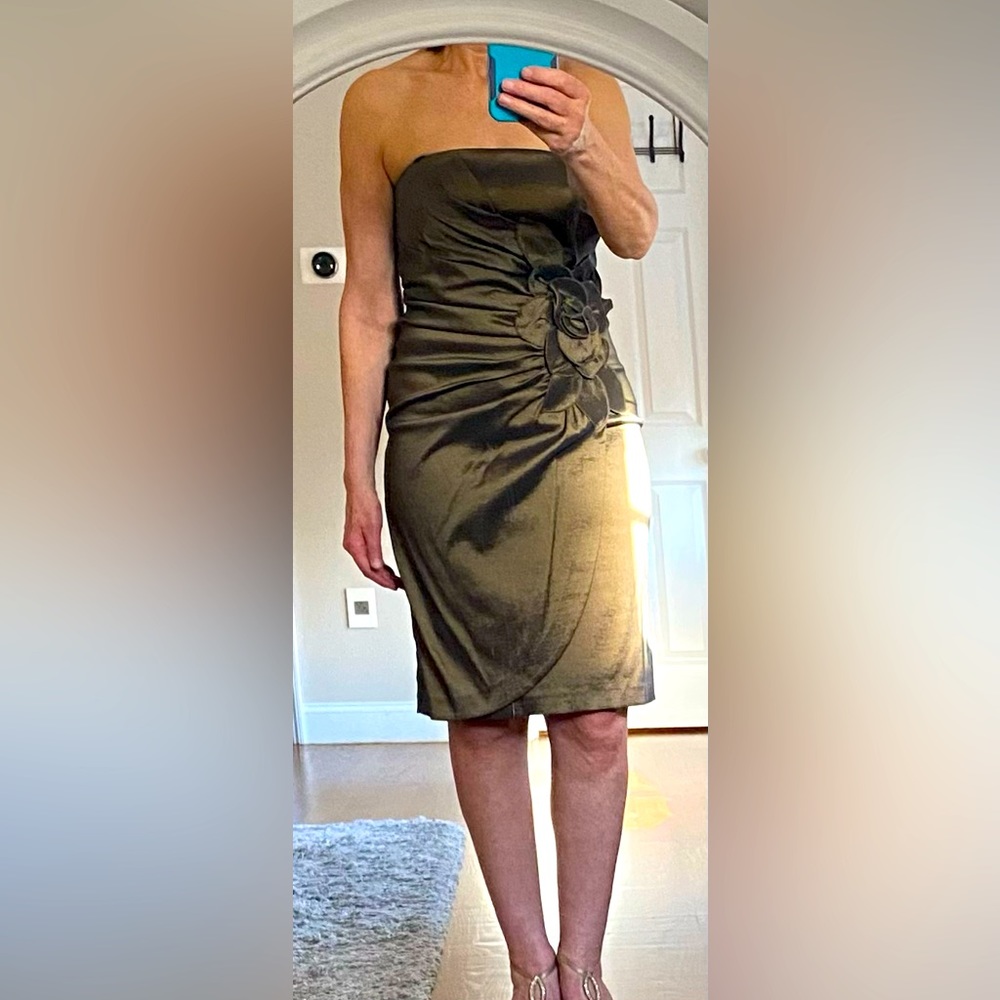 Joseph Ribkoff metallic olive dress